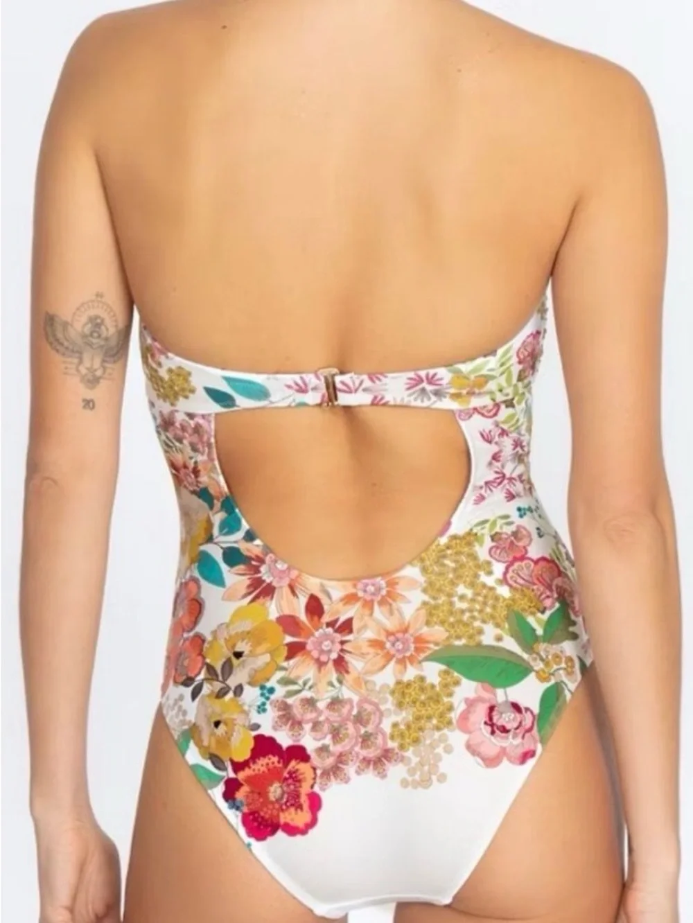 JOHNNY WAS MILLO  TWIST BRA One-Piece in White with Multicolor Blooms